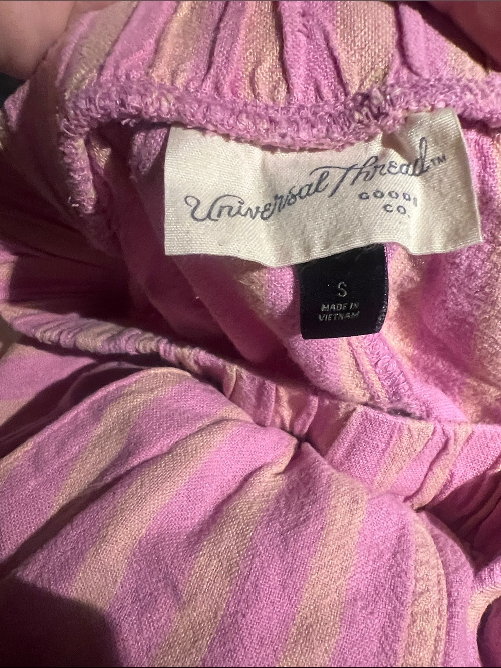 Universal Thread Pink & Cream Striped High Waist Drawstring Shorts - Picture 5 of 5